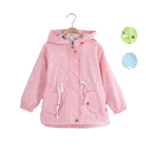 2020Autumn Girls Parka Zipper Jacket Flower Children Jackets For Girl Girls Coat Teenage Hoodies Outerwear Kids Windbreaker
