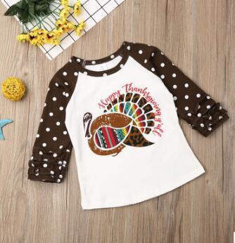 children girls clothing girls thanksgiving raglans with ruffle sleeve turkey print top tee girls cute clothing
