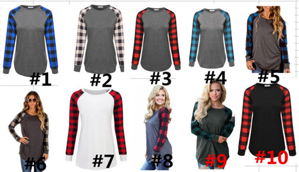 S-5XL Women Plaid T Shirt Long Sleeve Hoodie Pullover Patchwork Blouses Spring Autumn T-shirt Casual Pullover Tops Ladies Tshirts Blouse