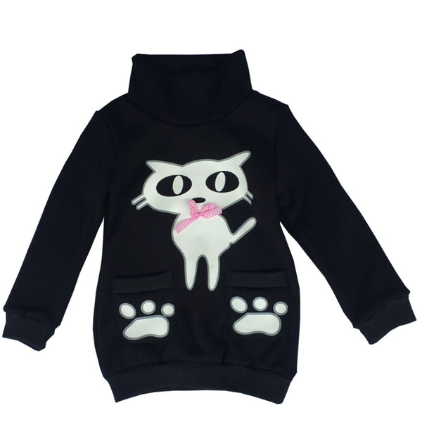 2018 Baby Girls Hoodies Kids Sweatshirt Fashion Cartoon Cat Clothes Warm Winter Infant Fleece Children Long Sleeve Clothing