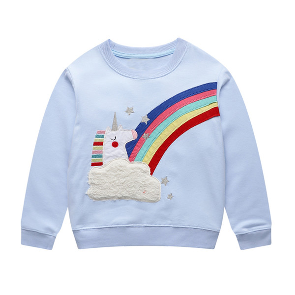 Toddler Girls Hoodies Unicorn Sweatshirts Baby Girl Clothes Autumn Winter Rainbow Applique Kids Hoodies for Girls Sweatshirt