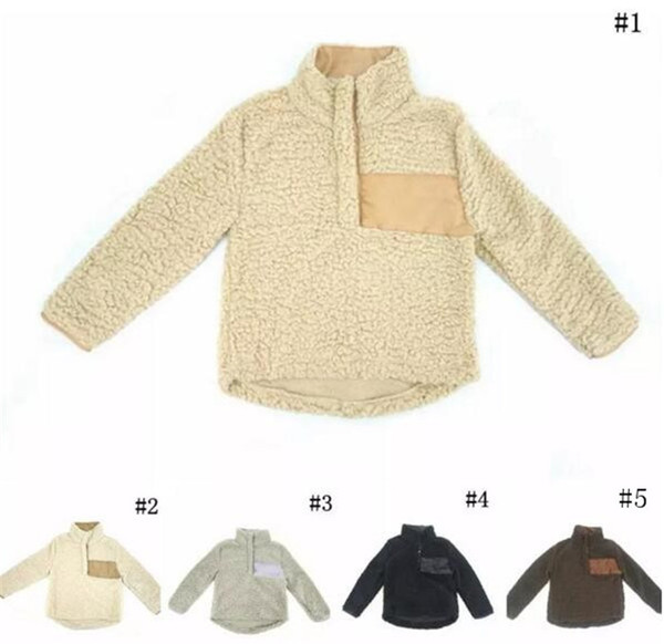 Kids Sherpa Pullover Chrildren Winter Fall Fleece Soft Hoodie Sweatshirt Oversized 1/4 Button Sweaters A08