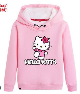Girls plus velvet sweater 2019 new children's warm jacket in the big children thick warm hooded sweater coat