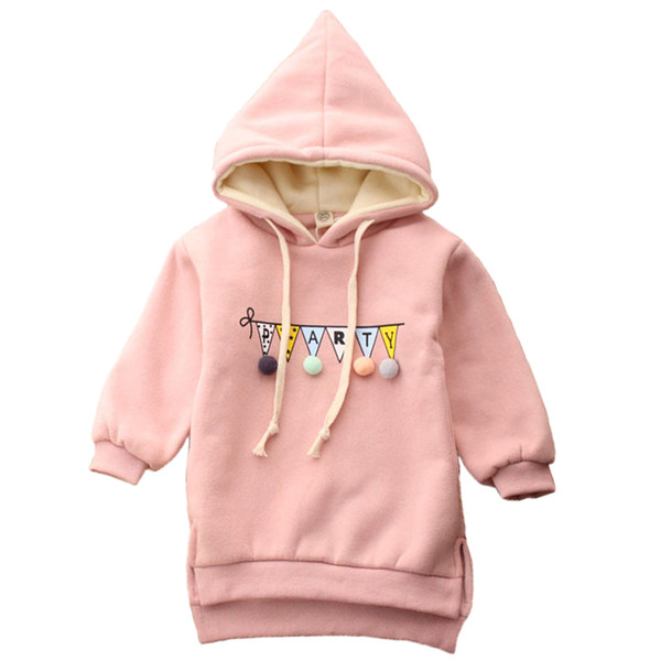 DFXD 2017 Autumn Winter Baby Girl Sweashirt Long Sleeve Print Hooded Outwear Kids Thicken Long Cotton Casual Hoodies Top 2-8Y