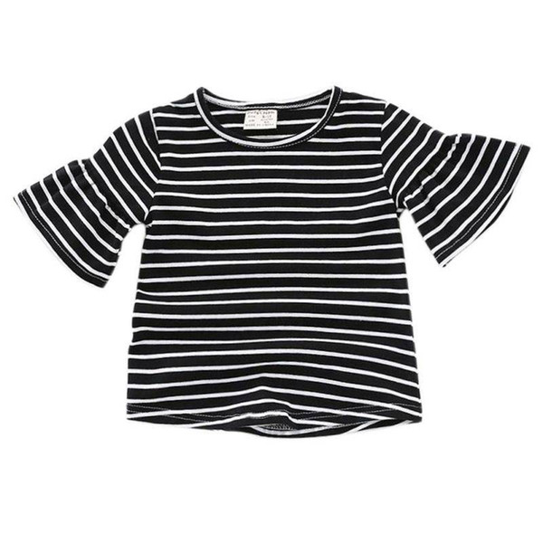 Girls Shirts Lotus Sleeve T-shirt Stripe Children Tees Tops girls Sweatshirts Summer Baby Clothing