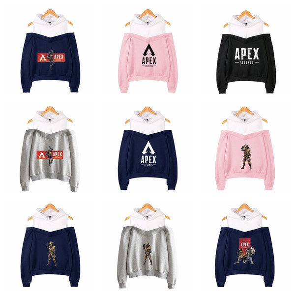 Apex Legends Off Shoulder Hoodies 20 Styles Letter Printed Sweatshirts Women Girls Cartoon Game Hoodie B11
