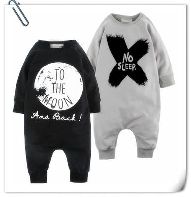 2015 New Baby romper suit Cotton long sleeve letter NO SLEEP Printing rompers boys/girls costumes Toddlers bodysuits tights sets