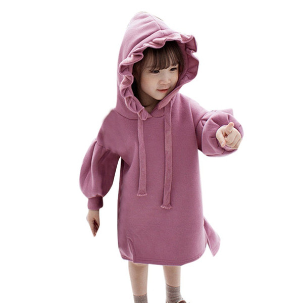 good quality Baby hoodies Kids Girls Clothes Solid Thick Warm Pullover Dress Tops Clothes sudadera bluza dziewczynka sweatshirts