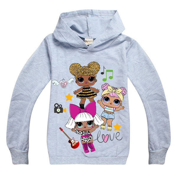 5 Colors LOL Dolls Printed Kids Hoodies 4-12t Kids Baby Girls Hoodies Sweatshirts kids designer clothes girls JY89