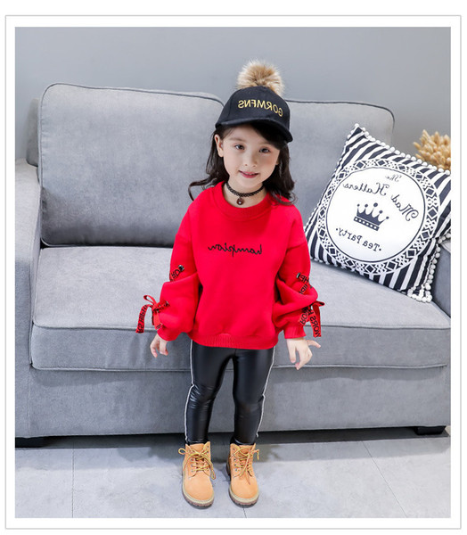 2018 autumn winter sweatshirts kids thicken clothes Red color baby girls hoodies sweatshirt and tops child clothing Baby Kids Clothing