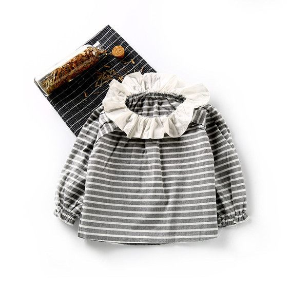 Ruffles Collar Blouse Striped Girls Autumn Cute Baby Girl Clothes New Shirt Kids Loose Style Girls Princess Costume for Kids