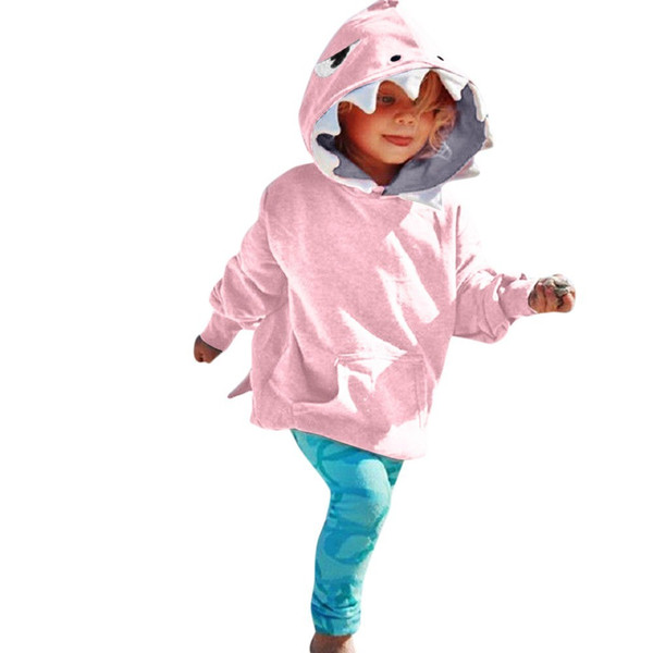 good quality Baby Clothes Winter hoodies Toddler Baby Kids Boys Girls Long Sleeves Cartoon Shark Hooded Top Clothing sweatshirt