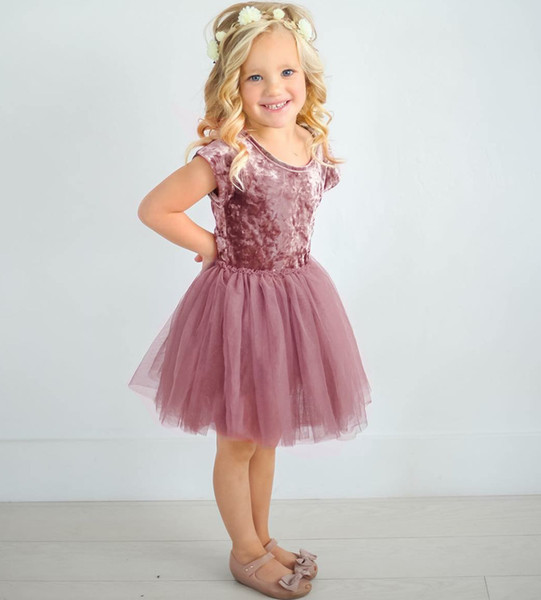 Baby Girls Dresses Suede Shourt Sleeve Gauze Princess Dress Fashion Summer Girl Kids Dresses Boutique Clothes
