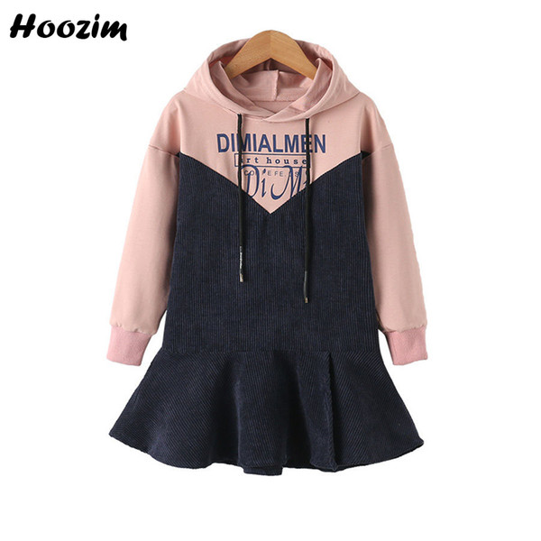 Spring Print Letter Sweatshirt for girls 2-7 Years Fashion Children Clothes Autumn Patchwork Corduroy Mermaid Hoodies Kids