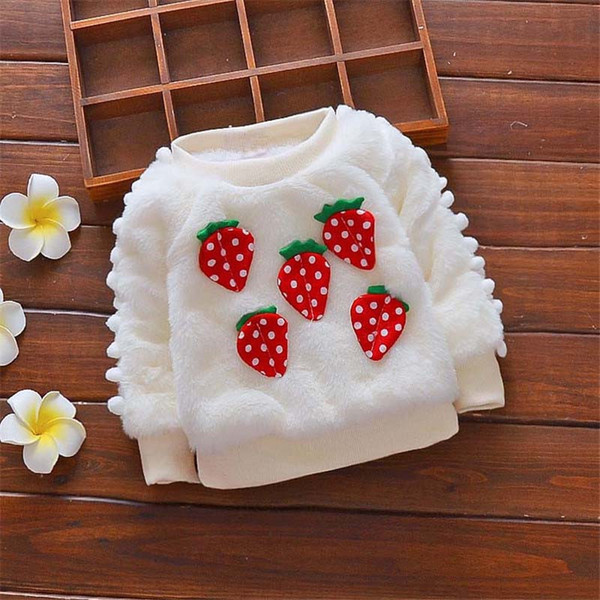 good quality New Baby Sweatshirts Winter Kids Girls Cartoon Warm Hoodies Children Infant Girls Velvet Pullovers Hoodies for Girls
