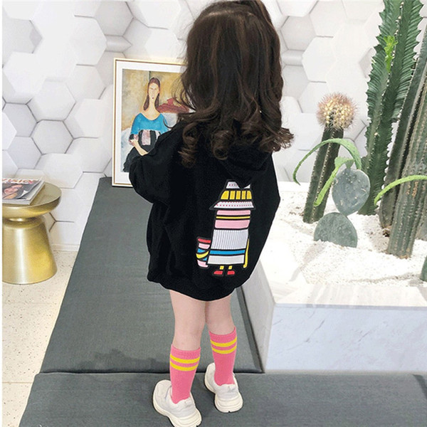 1PC Kids Clothes Kids Hoodies Children Baby Girls Long Sleeve Cartoon Robot Printed Hooded Sweatshirt Tops Girls hoodies N01#F