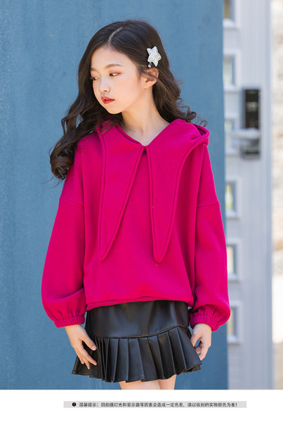 Winter jacket new 2018 girls plus velvet sweater hooded simple casual children's clothing