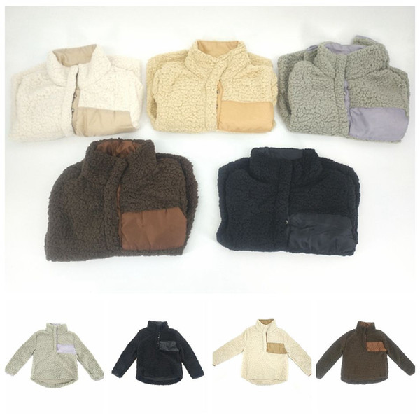 Kids Sherpa Pullover Chrildren Winter Fall Fleece Soft Hoodie Sweatshirt Oversized 1/4 Button Sweaters OOA3494