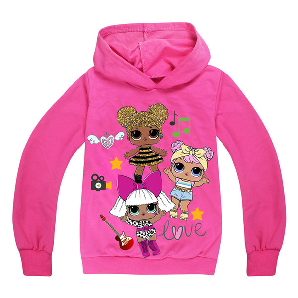 LOL Dolls Kids Hoodies 4-12t Kids Baby Girls Hoodies Sweatshirts 5 Colors Cartoon Printed kids designer clothes girls DHL JY89