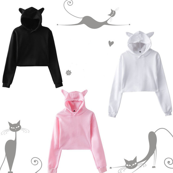 New style tidal current Hoodies cross border hot search hot sale manufacturers direct sale navel cat ears blank hoodies coat 20HUANGTAIWANG