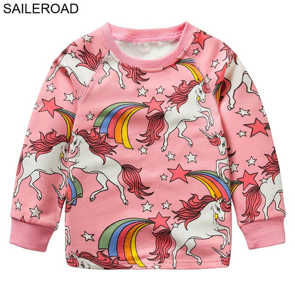 SAILEROAD 1 to 6years Cartoon Unicorn Kids Sweatshirt Costume Spring Autumn Children's Shirt for Girls Long Sleeve Sweatshirts