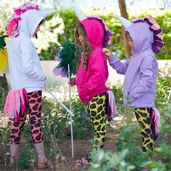 INS Baby Girls Cartoon Unicorn Coats Hooded Sweatshirt Kids Animal Jackets Cosplay Costume Infant Cartoon Fashion Casual Zipper Autumn Cloth