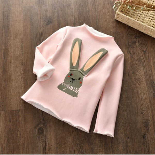 good quality autumn girls tops cartoon rabbit sweatershirts clothes children plus velvet tops fashion party clothes outwear tops