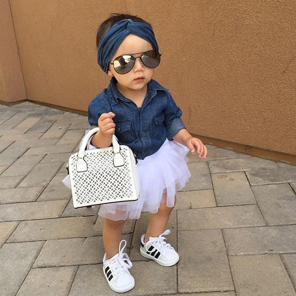 Children's Wear Children's Baby Summer Denim Mesh Skirt Baby Denim Shirt + Mesh Skirt Minimum Order Quantity 1Pcs epacket