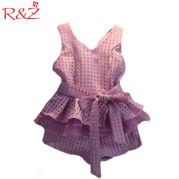 R&z Summer Clothing Sets 2 Colors Chiffon Plaid Sleeveless Shirt Shorts Suits Baby Girls Princesas Kids Clothes 3-7t Q190523