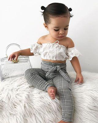 2-7T Toddler Kids Baby Girls Clothes set Summer Off Shoulder Lace Crop Top and long Pants Cute lovely Sweet Streetwear outfits