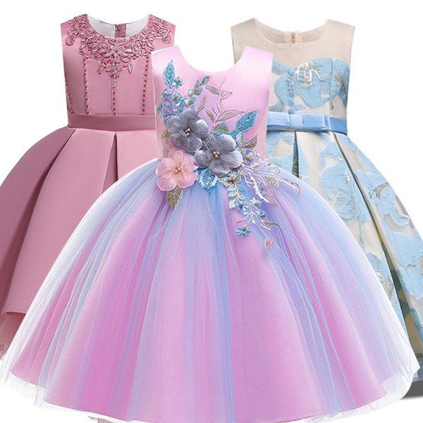 Elegant Party Princess Dress Wedding Gown Kids Dresses For Girls Costume Bridesmaid Christmas Dress Clothing vestido 3 8 12 Year SH190916