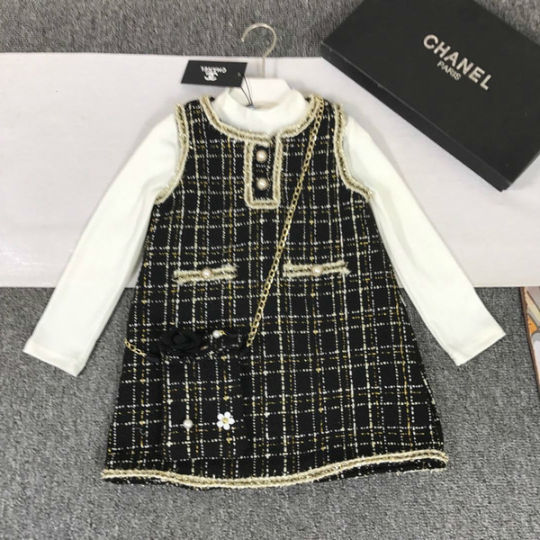 Girls sets high quality WSJ012 2pcs top +dress #110117 whatsyan04