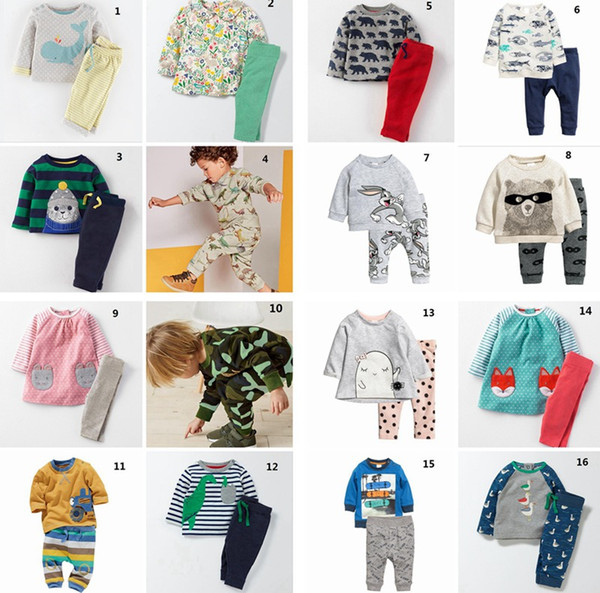 IN stock 22style little maven new autumn European and American style hot selling girls and boys 100% cotton Set kids long sleeve sets