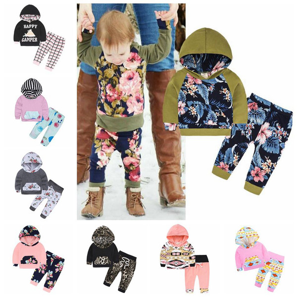 Newborn Infant Baby INS Suits 29 Styles Hoodie Tops Pants Outfits Camouflage Clothing Set Girl Outfit Suits Kids Jumpsuits 30Sets OOA4498-1