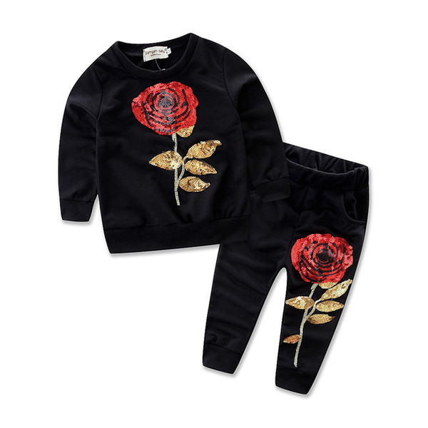 Han edition girls fall 2016 new children's wear children's fashion long-sleeved two-piece rose