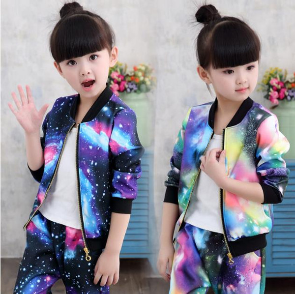 Girls Clothing Sets Children Fashion Active Jackets Zipper Coat And Pant Set Kids Clothing Autumn Sports Suit Tracksuit