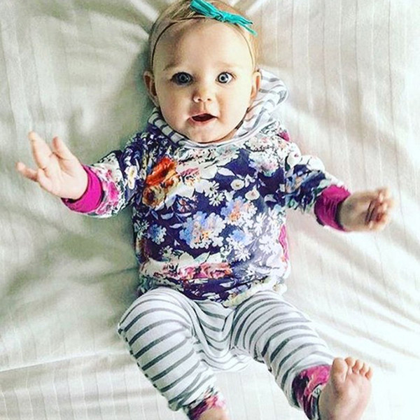 Kids Girl Clothes Autumn Baby Clothes Set Fashion Floral Hooded+Pants 2PCS Girls Boutique Outfits Baby Girl Clothing Sets