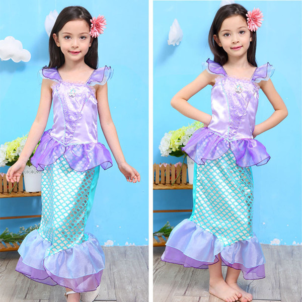 Baby Girl Clothes Mermaid Kids Girl Mermaid Ariel Princess Cospaly Dress Up Costume 3-10T Mermaid Princess Party Fancy Dress