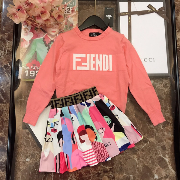 sky_baby 2019 Big Kids girls autumn Clothing sets New Pattern Korean Leisure Time Printing In Children Suit Set Clothes 0818