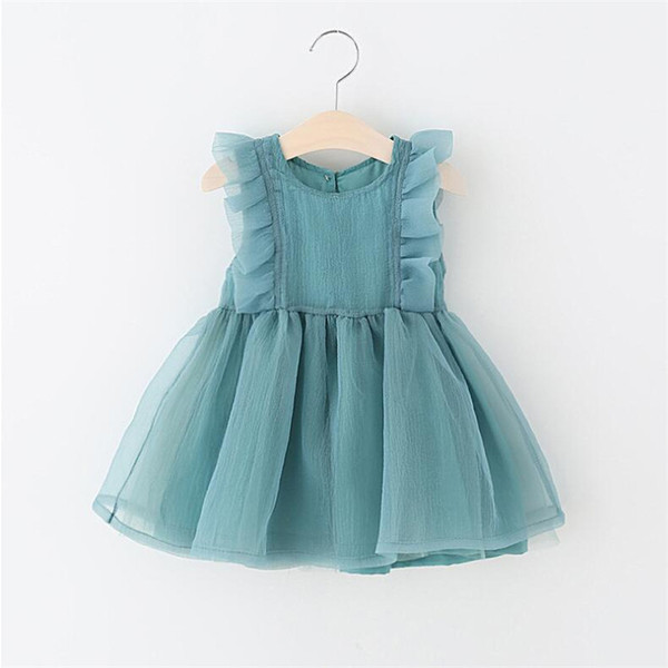 Newborn Baby Girl Dress Girl Birthday Baptism Wedding Party Tutu Dress White Green Summer Organza Sleeveless Princess Dresses Y19050602