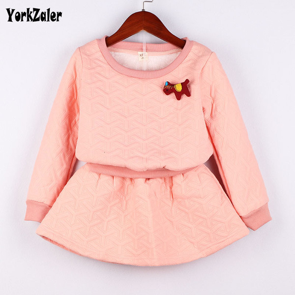 Yorkzaler Kids Clothing Set For Girl Long Sleeve Sweater And Short Skirt Children's 2pcs Clothes Suit Thick Toddler Baby Outfits SH190912