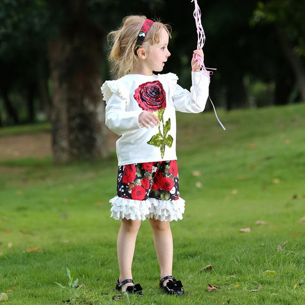 Pettigirl Retail New Sweet Girls Floral Rose Top And Shorts 2pcs Girls Casual Clothing Sets For Children Clothes CS80813-77F