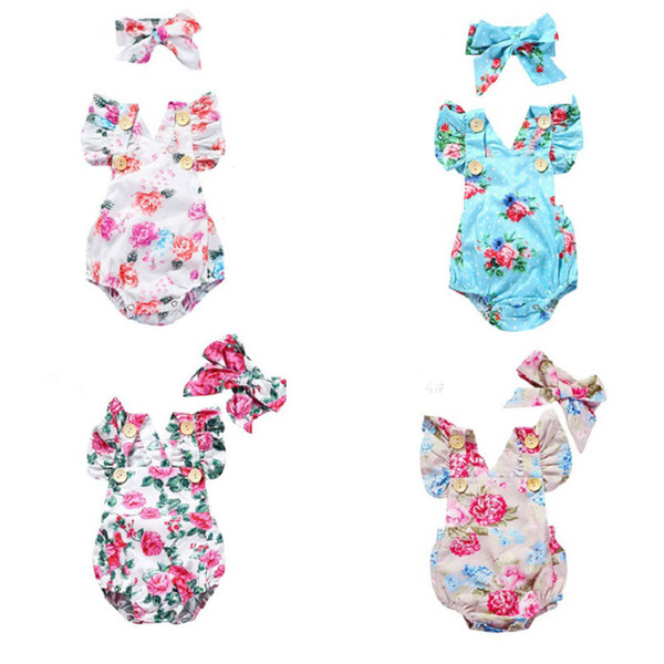 Newborn Baby Onesies Baby Girl Designer Clothes Blue Flower Dot Climbing Suit Sleeveless Triangular Climb Pullover 28
