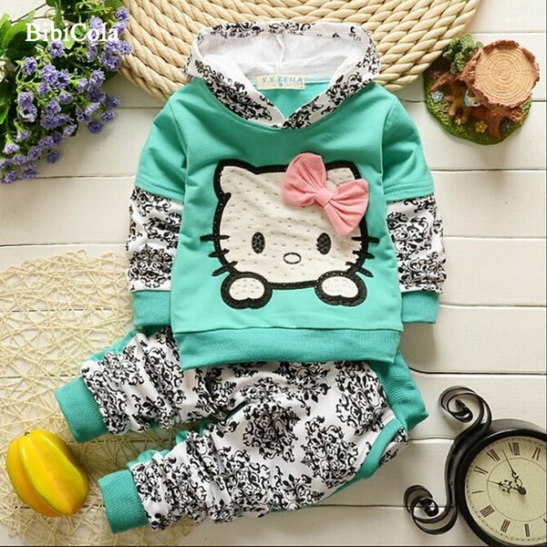 good quality 2019 Spring Autumn Children Clothes Set Baby Girl Clothes Set Infant Sport Suit Hoodies+Pants Newborn Clothes for Girls