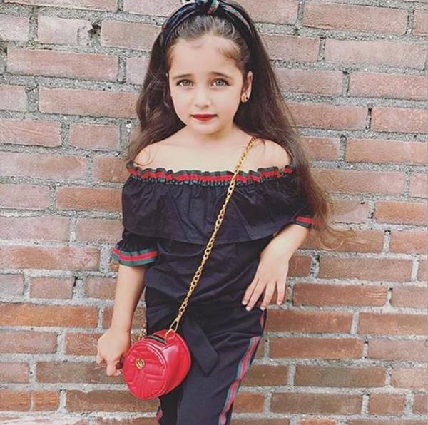 Toddler Infant Kids Baby Girl Off Shoulder Tops Blouse Shirt Long Pants Outfits Short Sleeve Clothes 1-6T Girls Clothing