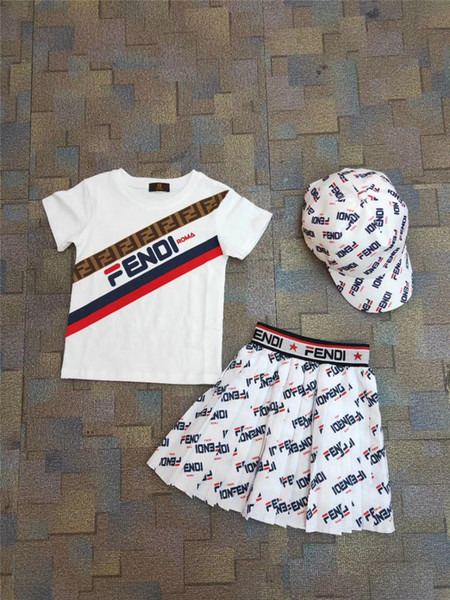 Kids Girls 2pcs Sets Jumper Tops Tshirts+ruffle Skirts Baby Girl Fashion Summer Wholesale Clothes Kids Clothe Set for Free Shipping