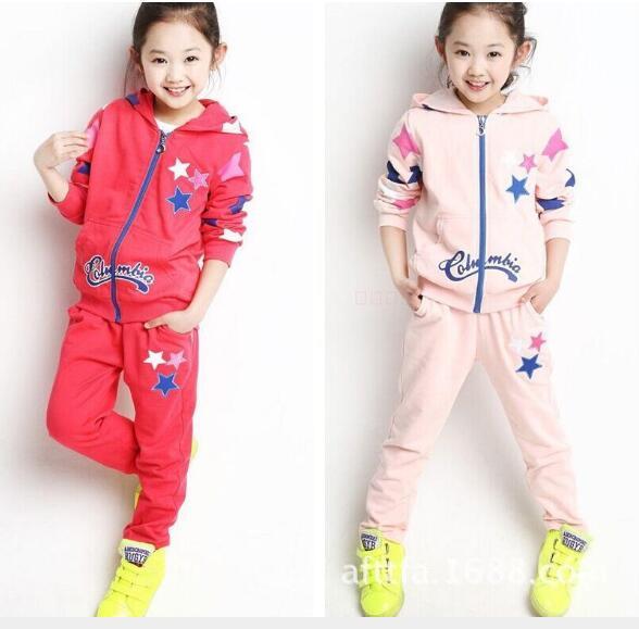 Korean version of Star Style Children's Suit for Girls'Leisure Two-piece W613