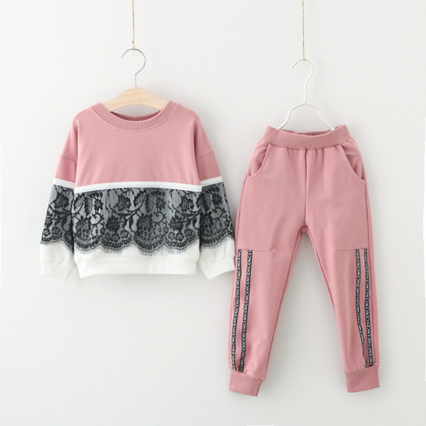 Children's Clothing For Girls Baby Girl Clothes High Quality Cute Lace Sports Suit For A Girls Spring Autumn Tracksuit For Girls