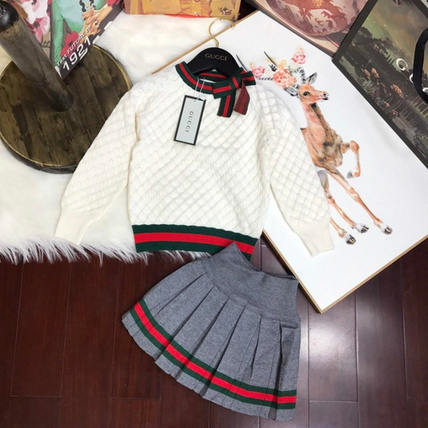 Children Clothing Children's Garment Girl Autumn Baby Clothing Set 2018 New Korean Twinset Children Will Child Western Style Sweater Suit