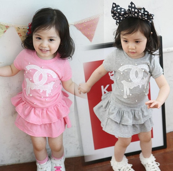 New baby girl skirt clothing girls spring sets T-shirt+short cake skirts 2pcs baby girl's dresses children outfits kids clothes